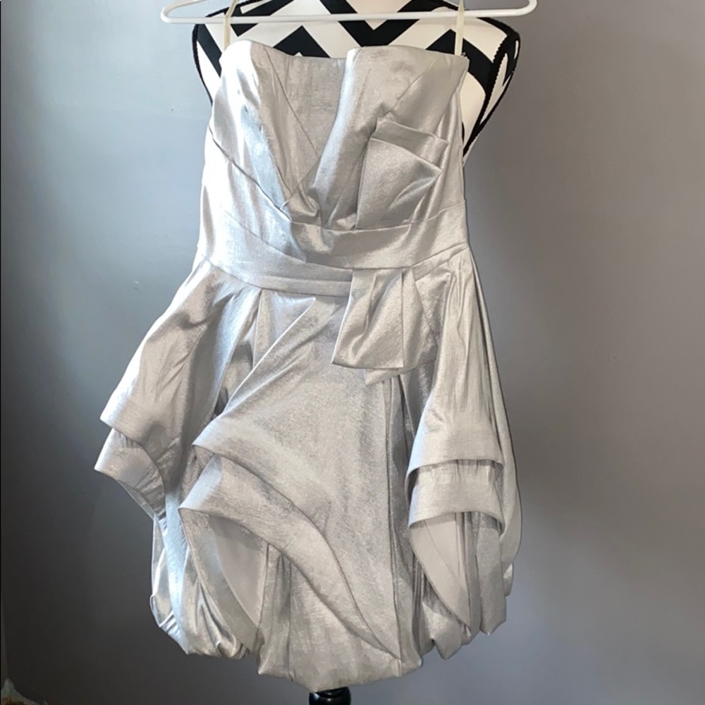 Jessica Mcclintock Silver Mini Prom Dress